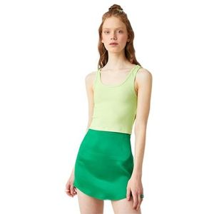 Koton Dames Dikke Straps Geribbeld Scoop Neck Tanktop, Groen (784), L