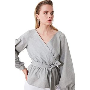 Trendyol Dames Gray Belted Blouse, 34