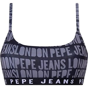 Pepe Jeans Dames Allover Logo Str Brlt BH, zwart, S, Zwart, S