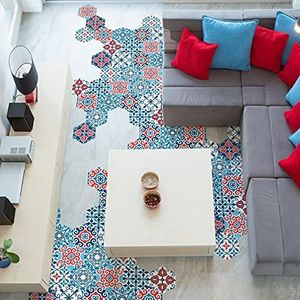 Ambiance Sticker Cementtegels voor vloer – Azulejos met laminaat van kunststof, antislip, zelfklevend, zeshoekige tegels, Anicia, waterbestendig, 10 stuks, 20 x 18 cm