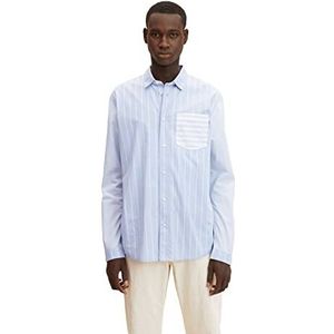 TOM TAILOR Denim Uomini Relaxed fit overhemd met strepen 1032372, 30349 - Blue Stripe Mix Design, XS