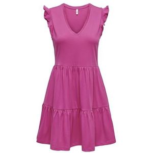 Onlmay JRS Noos Cap Sleev Fril Dress, raspberry rose, L