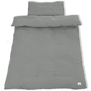 Muslin duvet cover set for cot beds, grey, 2 parts
