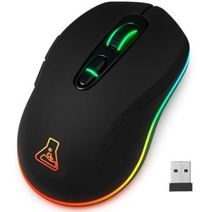 The G-Lab - Kult Krypton - Draadloze Gamingmuis - Zwart - 6400 DPI, Bluetooth & 2,4 GHz, RGB, 7 Toetsen