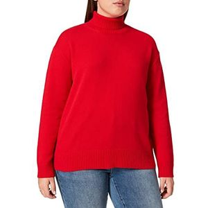 Maerz Dames rolkraag Merino extra fijne pullover, Cranberry, Loose Fit