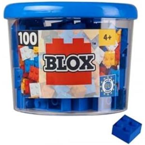 Simba 104114112 Blox, 100 blauwe bouwstenen voor kinderen vanaf 3 jaar, 4 stenen, inclusief doos, hoge kwaliteit, volledig compatibel met vele andere fabrikanten