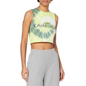 Gianni Kavanagh Dames Neon Yellow Tie Dye Crop Top Onderhemd, neongeel/zwart, L