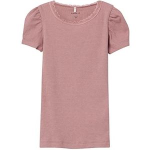 NAME IT Girl's NMFKAB SS NOOS Top, Deauville Mauve/Detail: Melange, 98, Deauville Mauve/Detail: melange, 98 cm