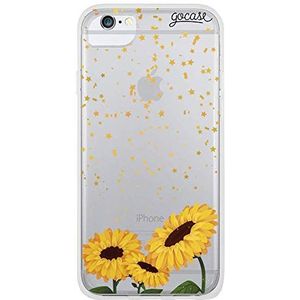 Gocase Sunflower Sunshine hoes | compatibel met iPhone 6 / 6S | transparant met print | siliconen transparante TPU beschermhoes krasbestendig telefoonhoes | zonnebloemen zonneschijn