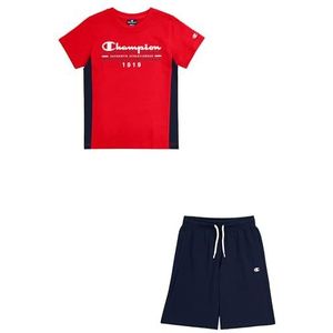 Champion Legacy Graphic Shop B - Since 1919 Crewneck T-shirt en shorts compleet, rood/marineblauw, 3-4 jaar kinderen en jongeren SS24, donkerrood/marineblauw, 3-4 Jaar