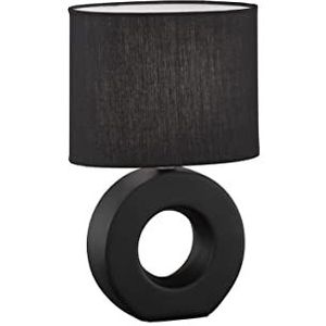 Fischer & Honsel Tafellamp Ponti, edele keramische lamp met stoffen lampenkap, harmonieuze kleuren, 1xE14-fitting, keramiek in zwart & Chintz-scherm in zwart, 20x13x31cm