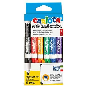 Carioca Clip Whiteboard-marker, droog afwisbaar, 6 stuks