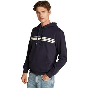 Tommy Hilfiger Heren CENTRALE BORST STREEP HOODY MW0MW38332 Pullover Hoodie, Blauw, M, Blauw (Woestijnhemel), M