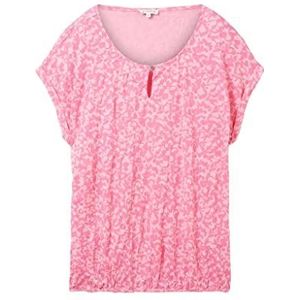 TOM TAILOR Dames Crinkle T-shirt met patroon, 31745 - Roze Geo Design, XXS