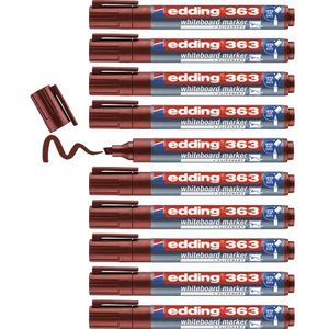 edding 363 whiteboardmarker - bruin - 10 whiteboardstiften - beitelpunt 1-5 mm - boardmarker uitwisbaar - voor whiteboard, flipchart, magneetbord, prikbord, memobord - sketchnotes