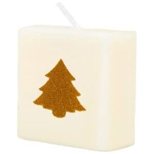 PD-Party 7040062 Scrabble Kerstboom Kaars | Feest | Decoraties | Christmas | Celebration - Christmas Tree, Crème/Zwart, 4cm Lengte x 4cm Breedte x 2cm Hoogte