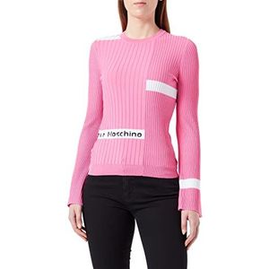 Love Moschino Dames Slim fit Ribbed Viscose Blend Top, Fuchsia, 38, fuchsia, 38