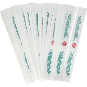 JADE TEMPLE Papieren hoes voor eetstokjes, met Aziatisch drakenmotief, 200 stuks per voordeelverpakking, meerkleurig, wit, 32 x 30,5 x 18 cm