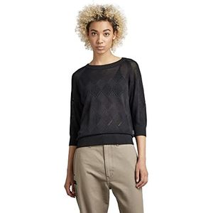 G-STAR RAW Pointelle 1 Sl Knit Sweater voor dames, Zwart (Caviar B754-d301), XXS