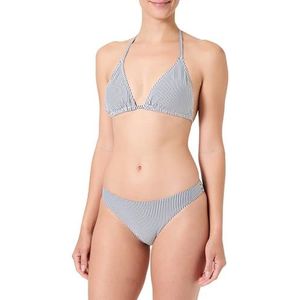 Bikini-set, gestreepte stof in reliëflook, Blauw/Wit, 36