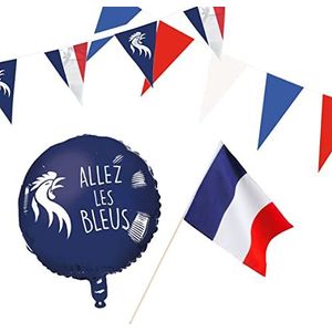 Boland - Frankrijk decoratieset, papieren vlaggen, wimpelkettingen, folieballon, Allez les Bleus, decoratie, WK