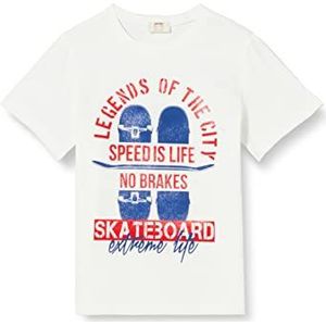 Koton Boys skateboard bedrukt korte mouw katoen T-shirt, Off White (001), 11-12 Jaar