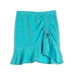 Koton Girls's Mini Shirred Ruffled Gleamy Rok, turquoise (681), 4-5 Jaar