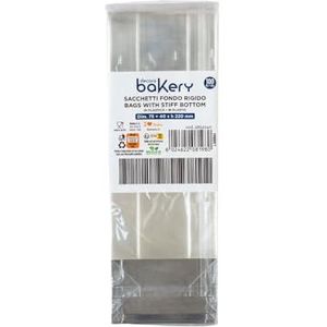 Decora 5855040 Verpakking met 100 transparante plastic zakken voor levensmiddelen, met vaste bodem van karton 75 + 40 x 220 H mm, voor het verpakken van snoep, koekjes en snoep