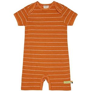 loud + proud Unisex baby strepen met linnen, GOTS-gecertificeerde speler, Carrot 62/68, karrood, 62/68 cm