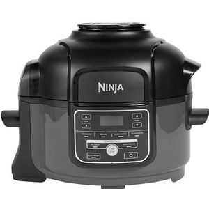Ninja Foodi MINI multicooker, 4,7 l, 6-in-1 multicooker, van roestvrij staal, Pressure Cooker snelkookpan, airfryer heteluchtfriteuse, slowcooker langzaam koken, 1460 W, grijs/zwart OP100EU