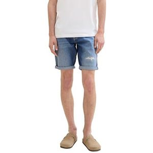 TOM TAILOR Denim Heren bermuda jeans shorts, 10123 - Destroyed Mid Stone Blue Denim, M