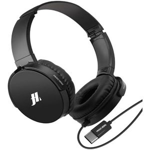 Music Hero USB-C-hoofdtelefoon, lengte 1,2 m, draaibare oorschelpen, geïntegreerde microfoon, oproepbeantwoorden/beëindigen knop, verstelbare hoofdband, zwart