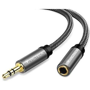 VICTECK Jack Audio Stereo Koptelefoonverlengkabel, Hi-Fi AUX Kabel Verlengkabel 3,5mm Jackkabel Metalen Stekkers Audio Verlengkabel Compatibel met Phone Tablets Media Players Hoofdtelefoon-5M