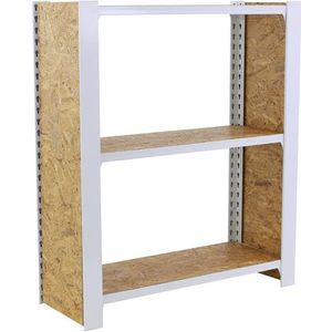 Simonrack Metalen rek, 3 planken, hoog draagvermogen 200 kg, 1000 x 800 x 300 mm, zijafdekkingen, boekenkast, kantoorrek, wit/hout Osb