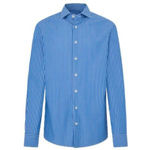 Hackett London Heren Poplin Class Stripe Shirt, Blauw (blauw), M