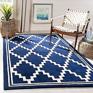 Safavieh Geometrisch patroon, CHT743, handgetuft wol, marineblauw/ivoor, 152 x 243 cm