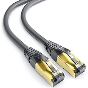 mumbi LAN-kabel 15 m CAT 8 netwerkkabel afgeschermde F/FTP CAT8 ethernetkabel patchkabel RJ45 15 meter, zwart