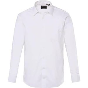 JP 1880 Heren grote maten grote maten Menswear L-8XL overhemd, zakelijk, strijkvrij, Kentkraag, lange mouwen, Comfort Fit, tot 8XL 804890, sneeuwwit, L