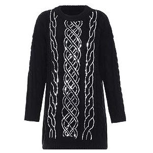 faina Stijlvolle gebreide trui voor dames met gestructureerd patroon zwart maat XL/XXL, zwart, XL