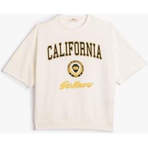 Koton Boys's Varsity Sweatshirt met ronde hals en korte mouwen, ecru(010), 9-10 Jaar