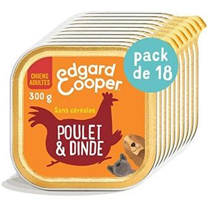 Edgard & Cooper Hondenbox Patée voor volwassenen, zonder granen, natuurlijk voer, 18 x 300 g, kip en kalkoen, vers, gezonde en lekkere voeding, hoogwaardig eiwit