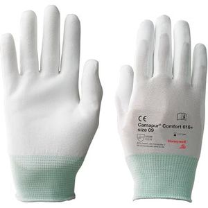 Honeywell KCL Camapur® Comfort 616+ mechanische handschoenen, wasbare, witte, ademende handschoenen van polyurethaan en polyamide, maat 08, 061608941E (zak van 10 paar)