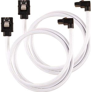 Câble SATA gainé Premium 60 cm connecteur coudé (coloris blanc)