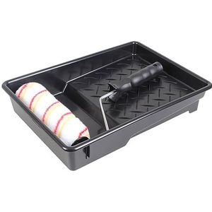 Fit For The Job 3 verfrollers 175 mm voor verven met emulsieverf op muren en plafonds - vachtroller met gemiddelde poollengte voor gladde en semi-gladde oppervlakken, met frame en bak