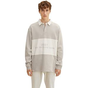 TOM TAILOR Denim Uomini Polo sweatshirt met blokstrepen 1032771, 11754 - Light Dove Grey, L