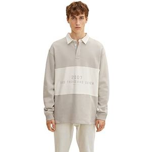 TOM TAILOR Denim Uomini Polo sweatshirt met blokstrepen 1032771, 11754 - Light Dove Grey, S