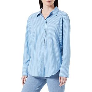 TOM TAILOR Dames blouse met borstzak 1034784, 30198 - Blue White Thin Stripe, 36
