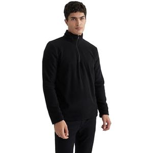 DeFacto Herentrui - Troyer met halve rits en ritssluiting voor heren - stijlvolle gebreide jassen en truien, zwart, XL
