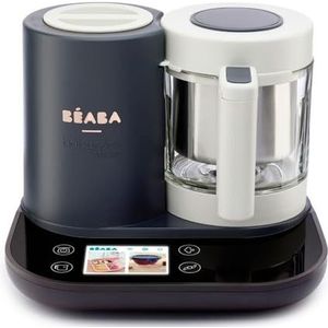 BÉABA-Babycook Smart-digitale babyfoodprocessor-geïntegreerde weegschaal-glazen kom-roestvrijstalen mand-grote inhoud 2,25L -zacht stomen -touchscreen/toepassingsgerichte applicatie-Antraciet