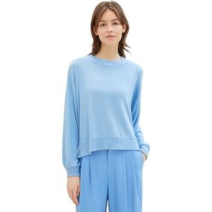 TOM TAILOR Denim T-shirt met lange mouwen voor dames, 34958 - Blauw Wit Melange, XL